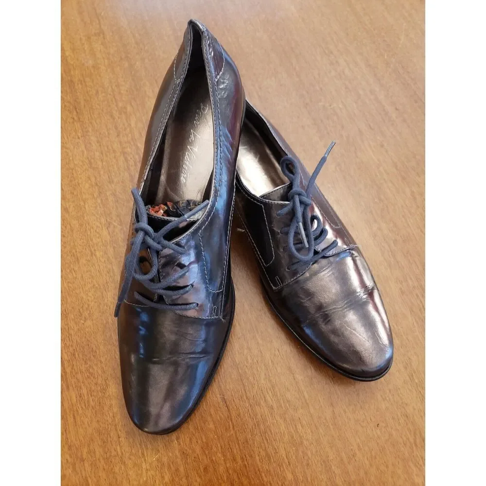 Pour La Victoire Leather Lace Up Oxford Shoes Metallic Copper Bronze 8‎ Derby